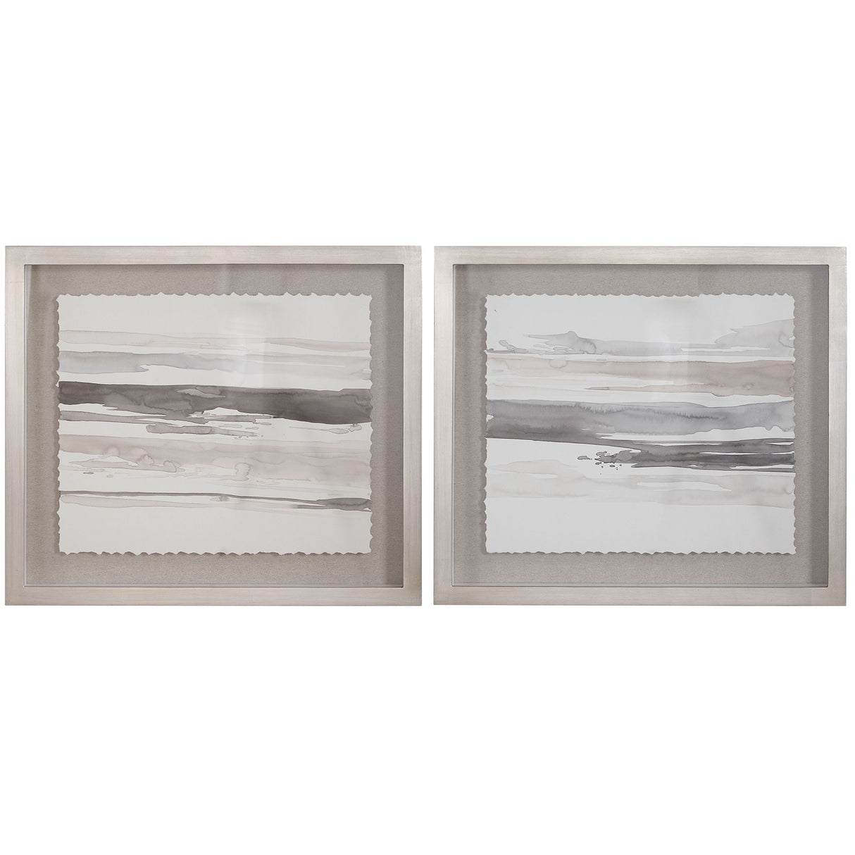 Neutral - Landscape Framed Prints, Set Of 2 - Pearl Silver