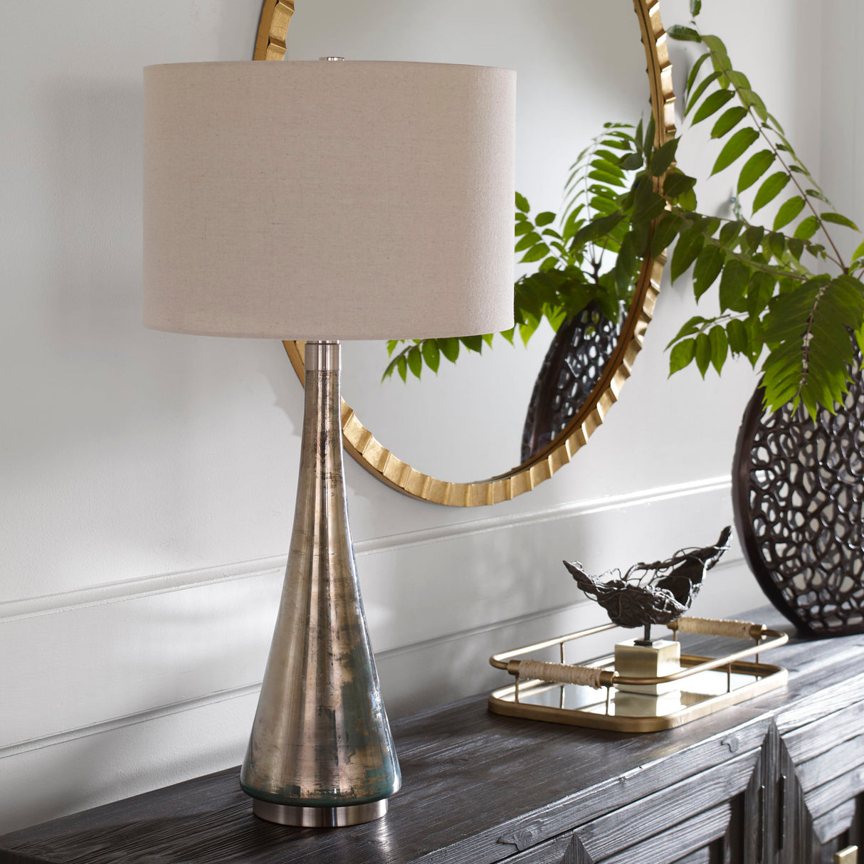 Contour - Metallic Glass Table Lamp - Gray, Dark