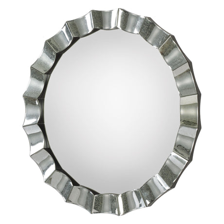 Sabino - Scalloped Round Mirror - Pearl Silver