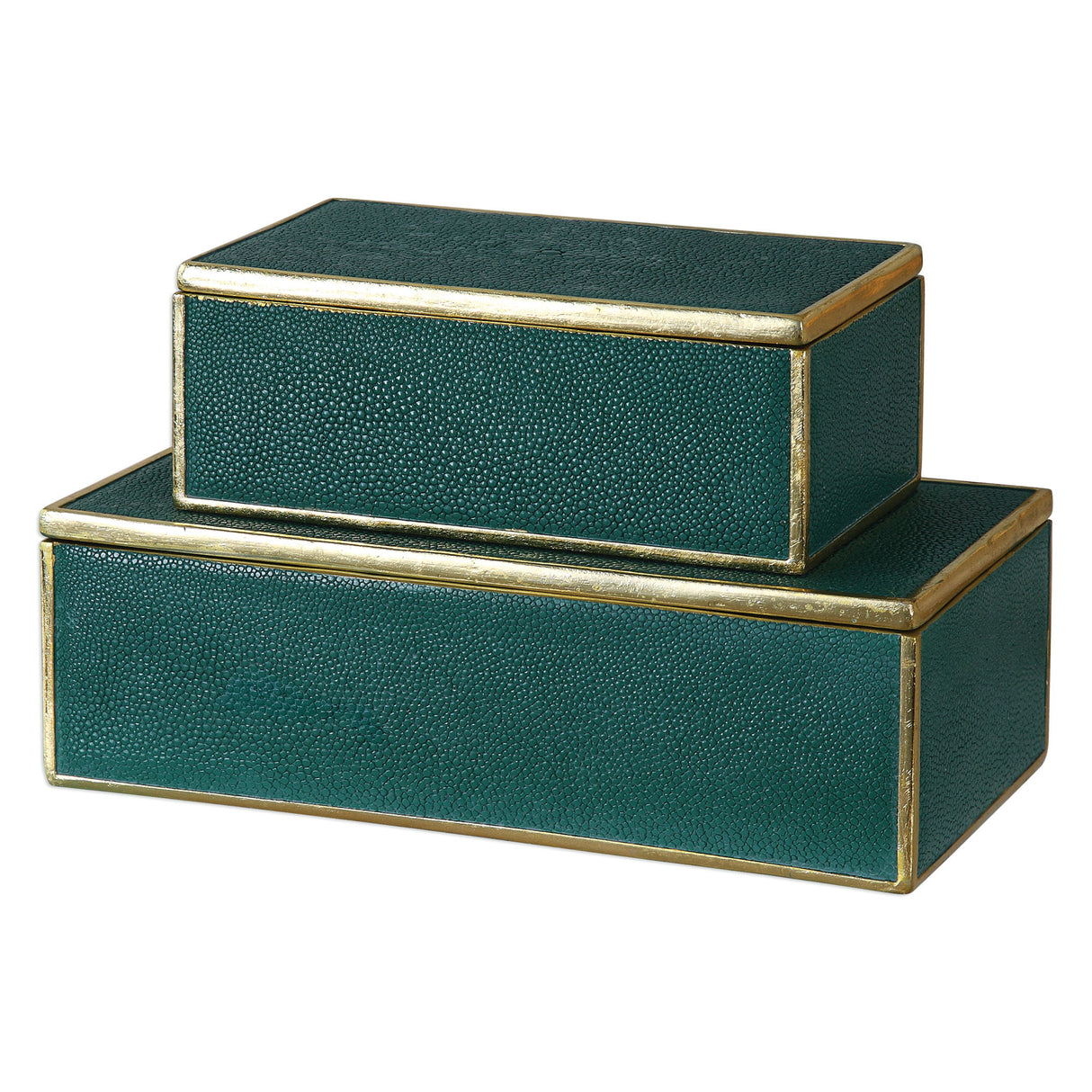 Karis - Boxes, Set Of 2 - Emerald Green