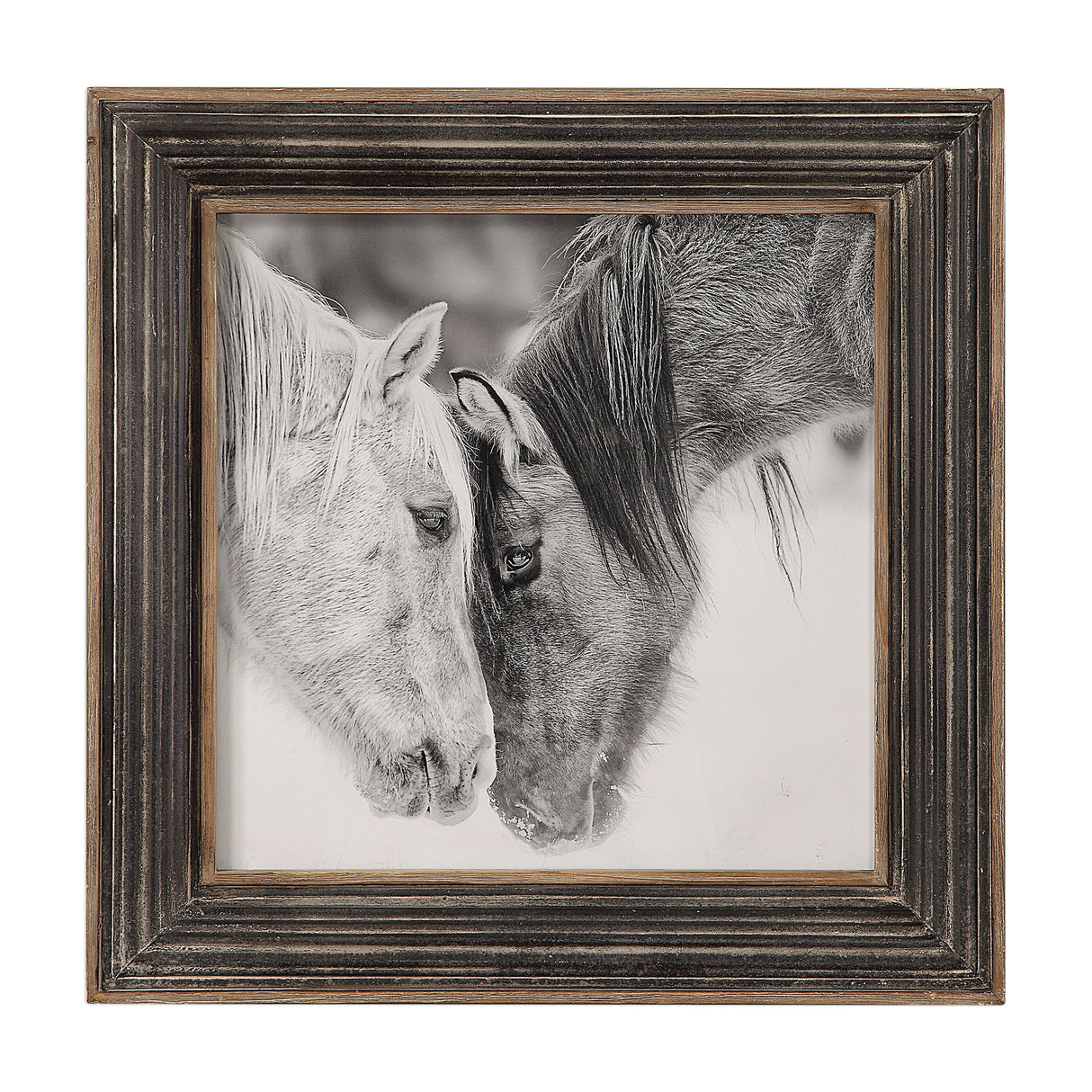 Custom Black And White Horses - Print - Brown, Dark