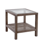 Calum - End Table - Driftwood Gray/Cane/ Brushed Nickel