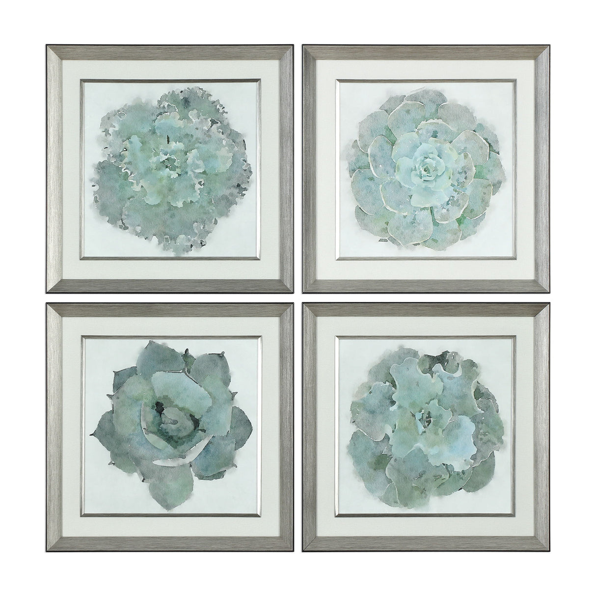 Natural Beauties - Botanical Prints, Set Of 4 - Blue, Light