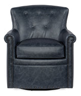 Swivel Club Leather Chair - Blue