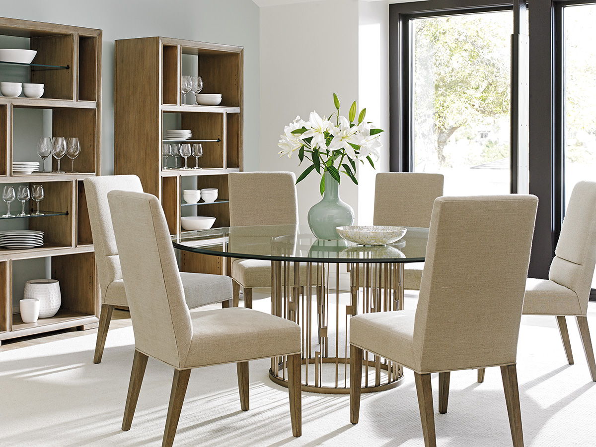 Shadow Play - Rendezvous Round Metal Dining Table With Glass Top