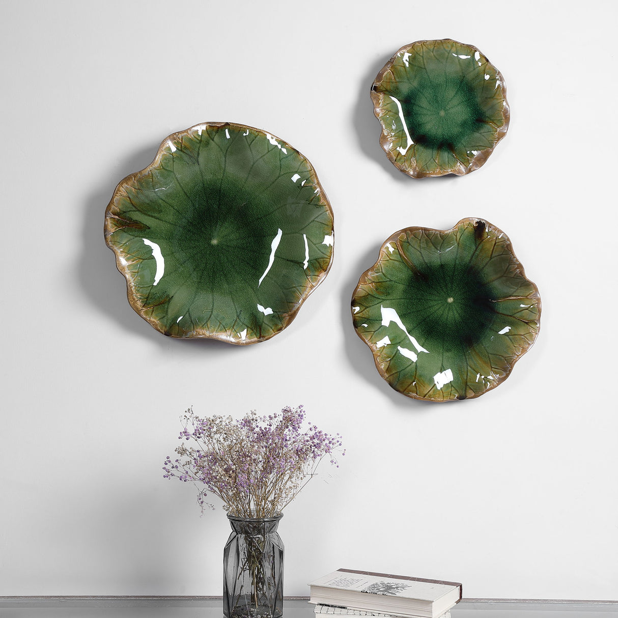 Abella - Ceramic Wall Decor, Set Of 3 - Green