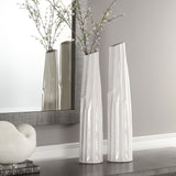 Kenley - Crackled Vases, Set Of 2 - White
