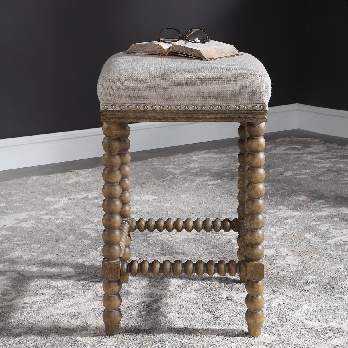 Pryce - Wooden Counter Stool - White & Light Brown