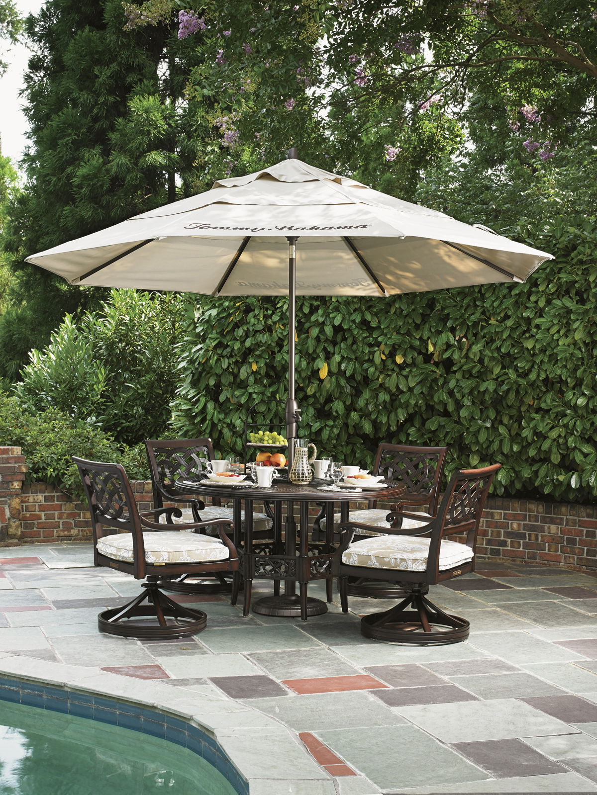 Royal Kahala Black Sands - Dining Table W/Cast Top - Dark Brown