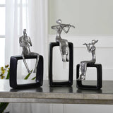 Musical Ensemble - Statues, Set Of 3 - Pearl Silver