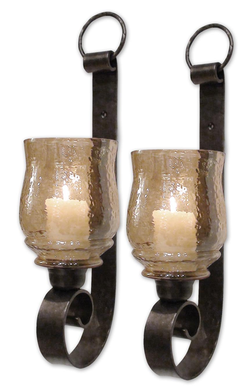 Joselyn - Small Wall Sconces, Set Of 2 - Brown, Dark