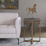 Bertrand - Shagreen Accent Table - Gray, Dark & Gold