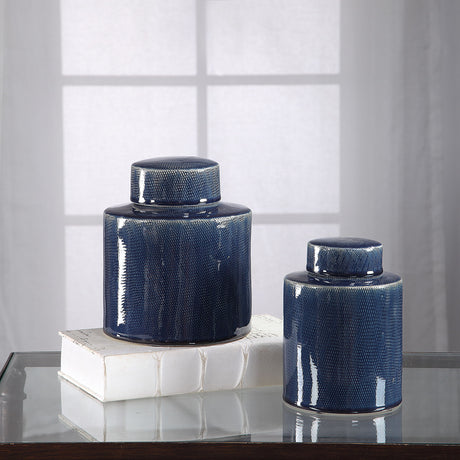 Saniya - Containers, Set Of 2 - Blue