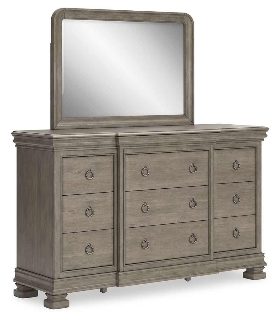 Lexorne - Dresser And Mirror - Gray