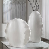 Ruffled - Feathers Modern Vases, Set Of 2 - White