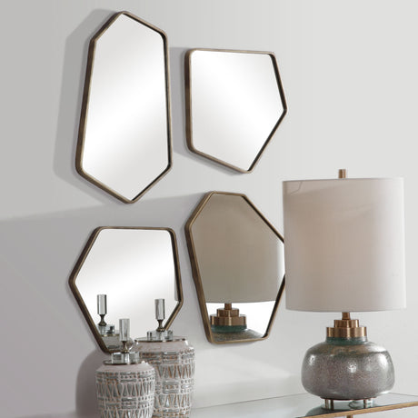 Linneah - Modern Mirrors, Set Of 4 - Gold