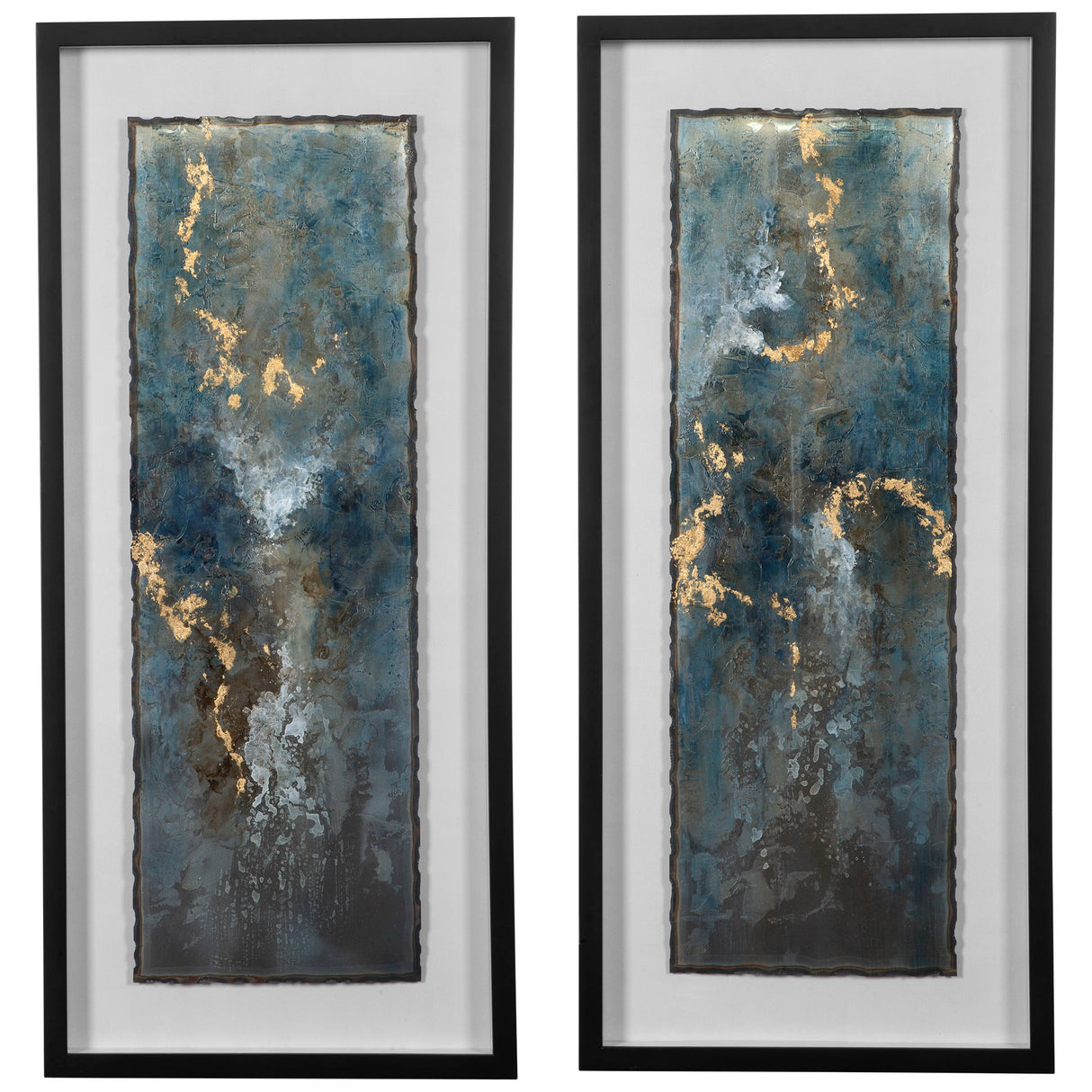 Glimmering Agate - Abstract Prints, Set Of 2 - Blue
