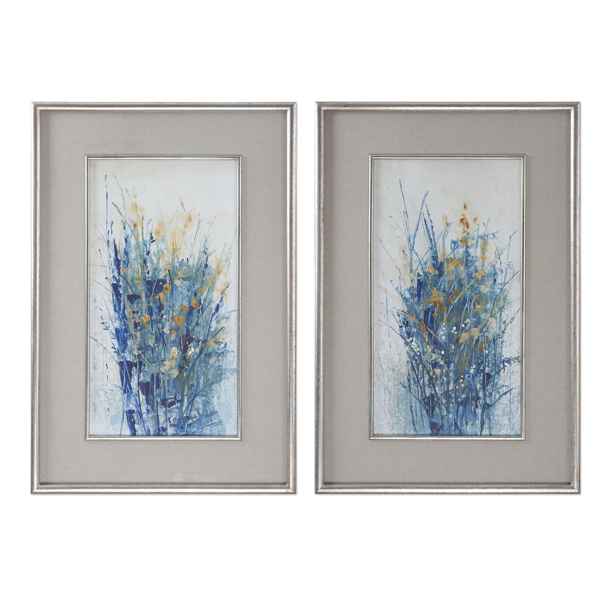 Indigo Florals - Framed Art, Set Of 2 - Blue