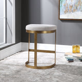 Ivanna - Modern Counter Stool - White & Gold