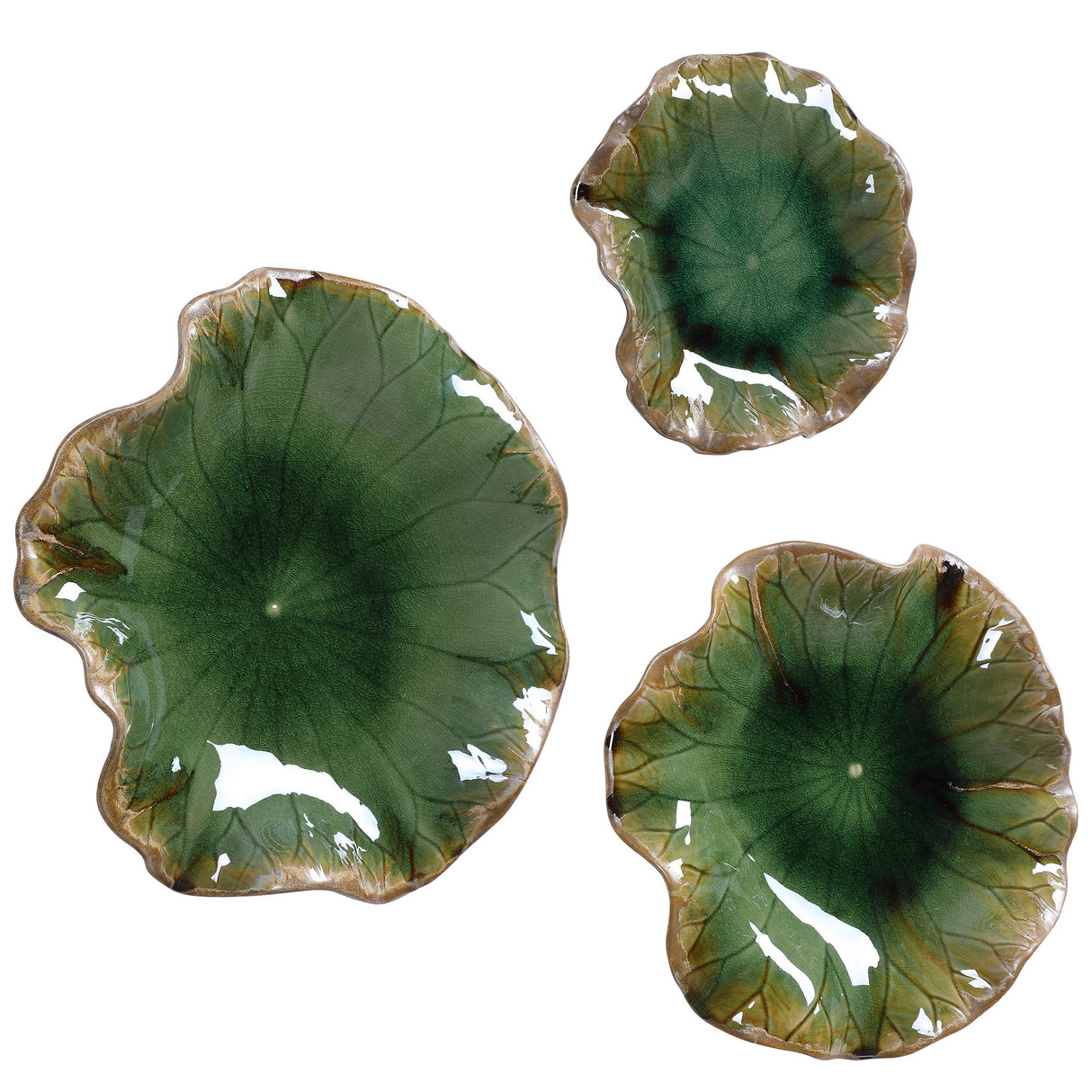 Abella - Ceramic Wall Decor, Set Of 3 - Green