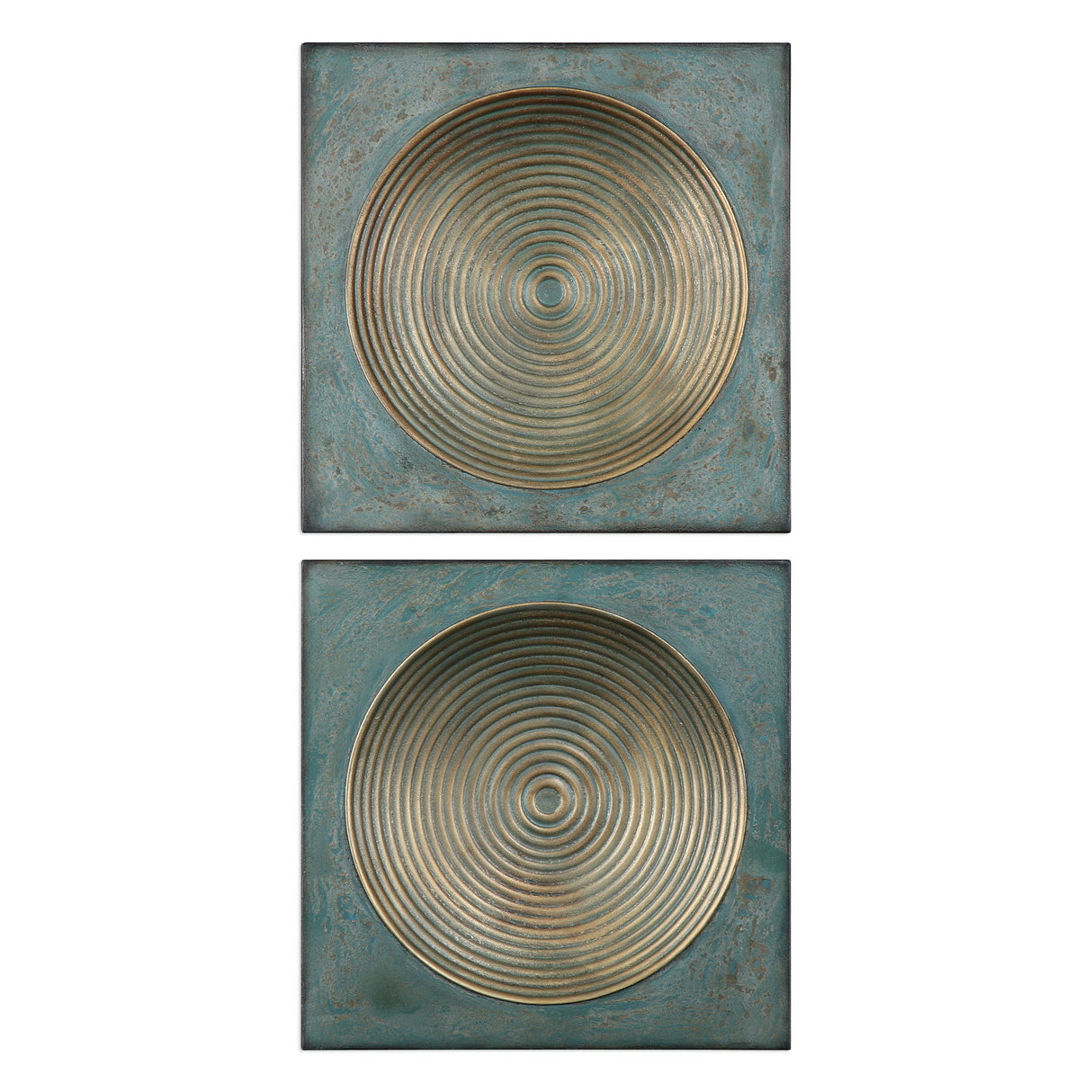 Sybil - Squares, Set Of 2 - Antique Gold