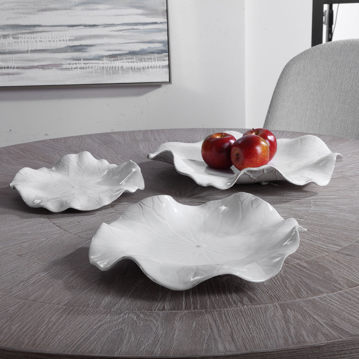 Abella - Ceramic Wall Decor, Set Of 3 - White