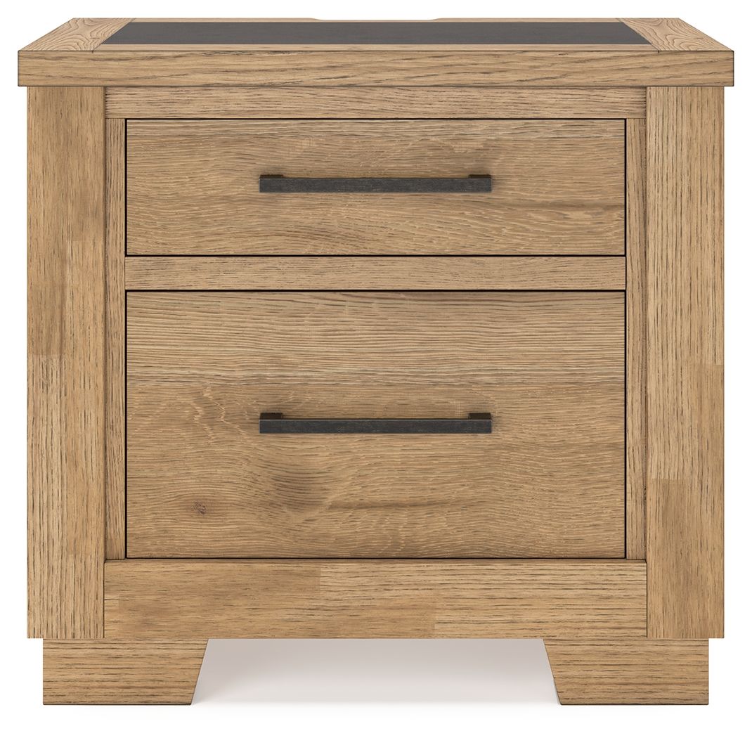 Galliden - Two Drawer Night Stand - Light Brown