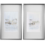 New England Port - Framed Prints, Set Of 2 - Blue