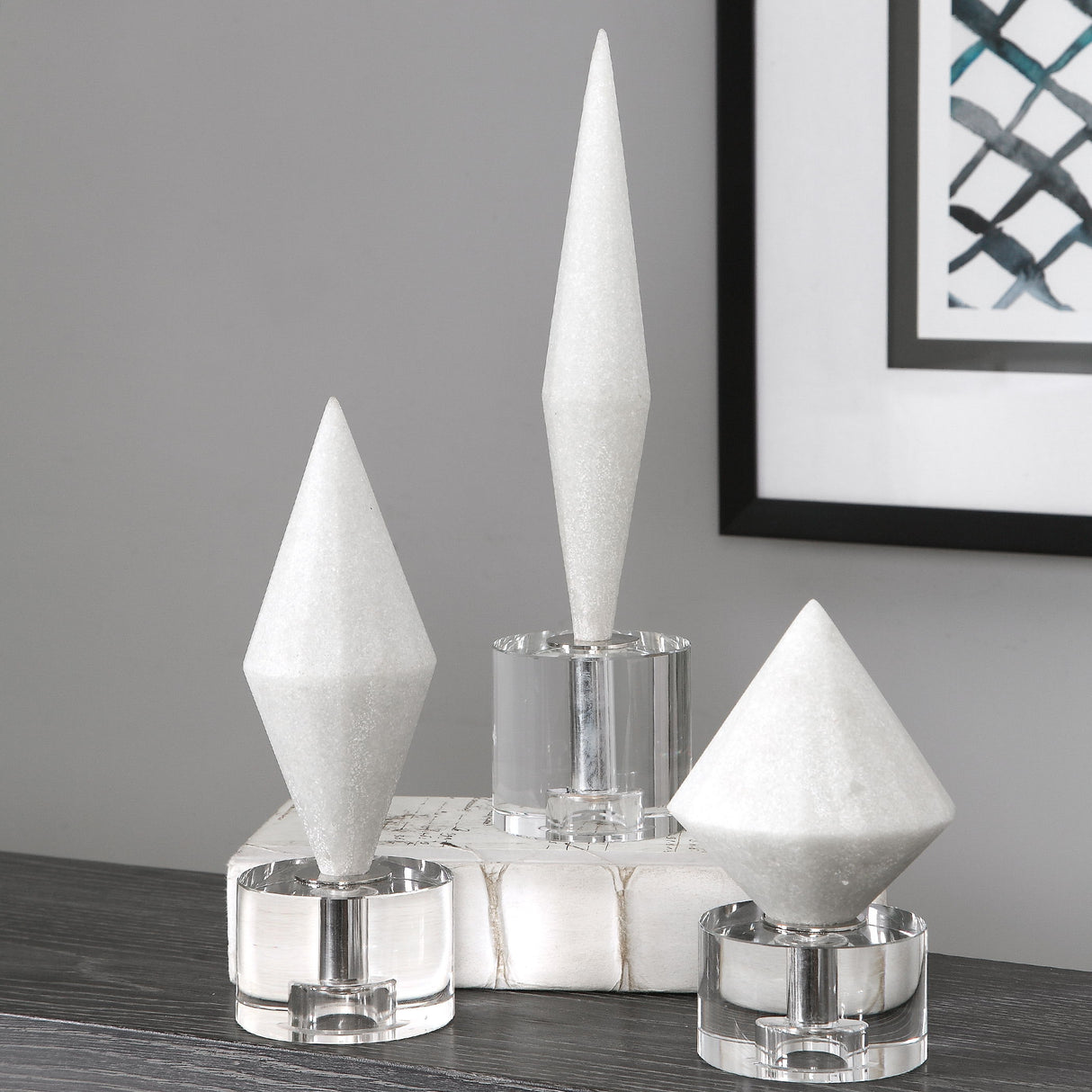 Alize - Stone Sculptures, Set Of 3 - White