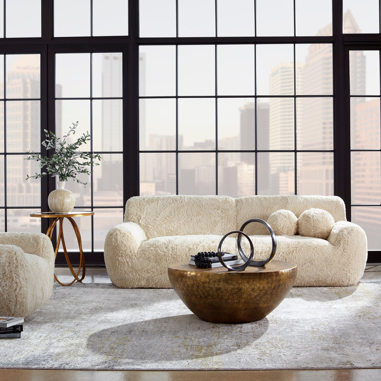 Abide - Rounded Sheepskin Sofa - Beige