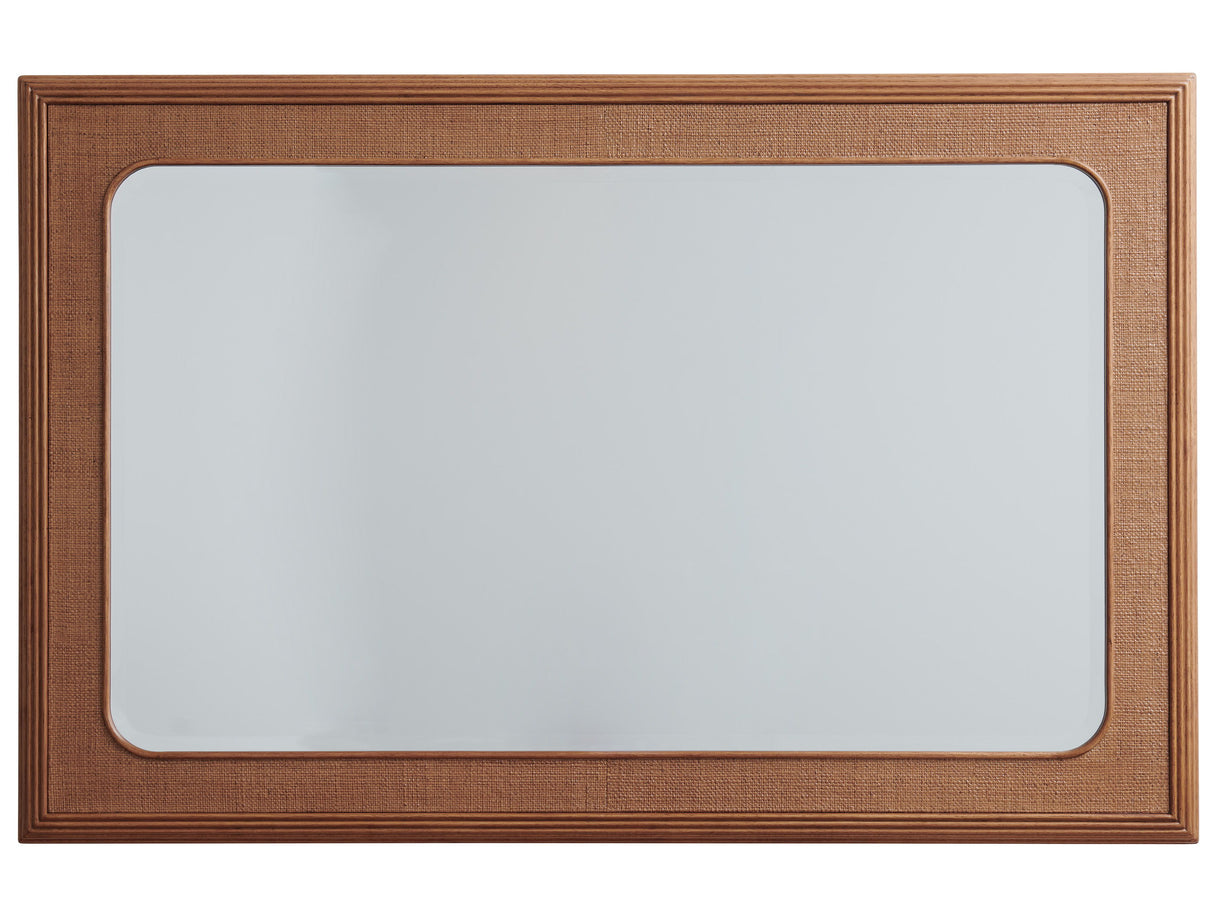 Palm Desert - Wood Framed Raffia Mirror - Dark Brown