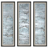 Ocean Swell - Painted Metal Art, Set Of 3 - Blue