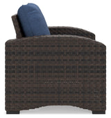 Windglow - Blue / Brown - Lounge Chair With Cushion