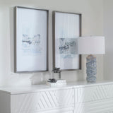 New England Port - Framed Prints, Set Of 2 - Blue