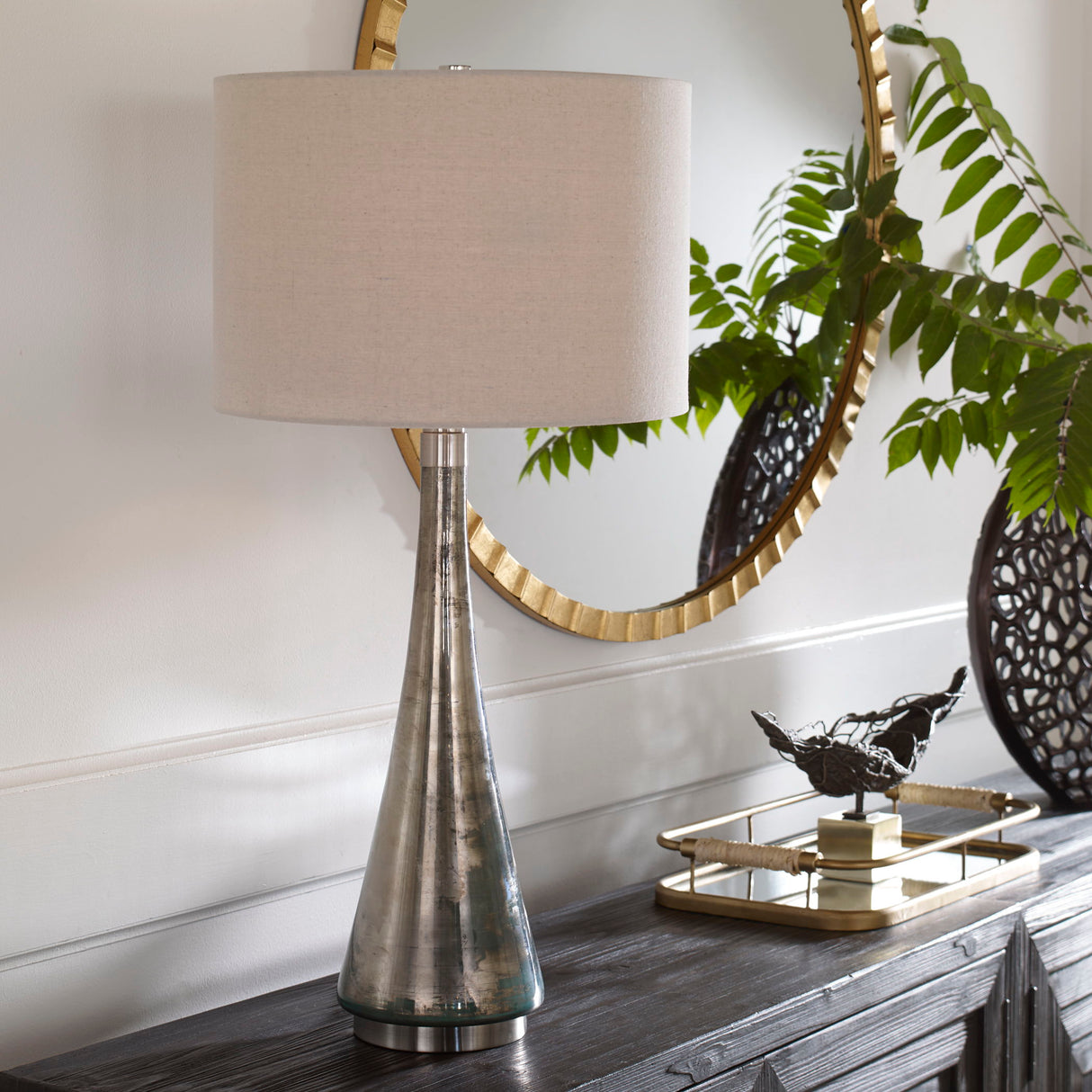 Contour - Metallic Glass Table Lamp - Gray, Dark