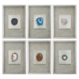 Agate - Stone Wall Art, Set Of 6 - Silver