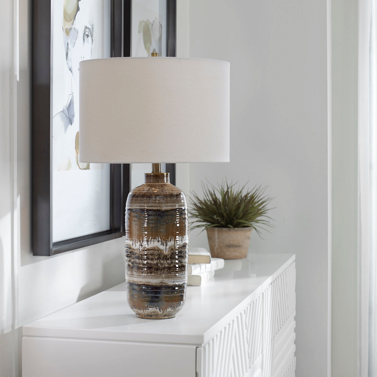 Roan - Artisian Table Lamp - Brown, Dark