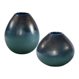 Rian - Vases, Set Of 2 - Aqua Bronze
