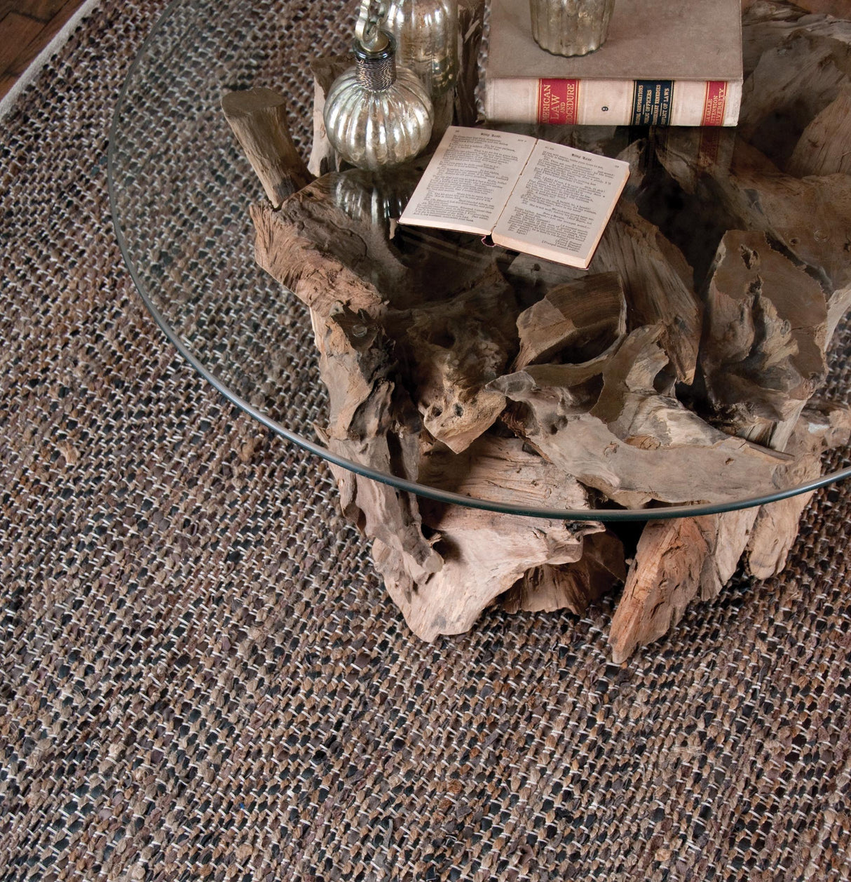 Tobais - 8 X 10 Rescued Leather & Hemp Rug - Light Brown