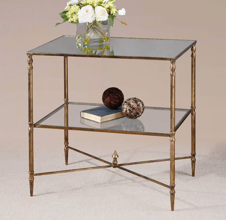 Henzler - Mirrored Glass Lamp Table - Gold