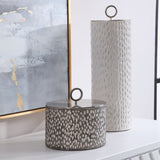 Cyprien - Ceramic Containers, Set Of 2 - Pearl Silver