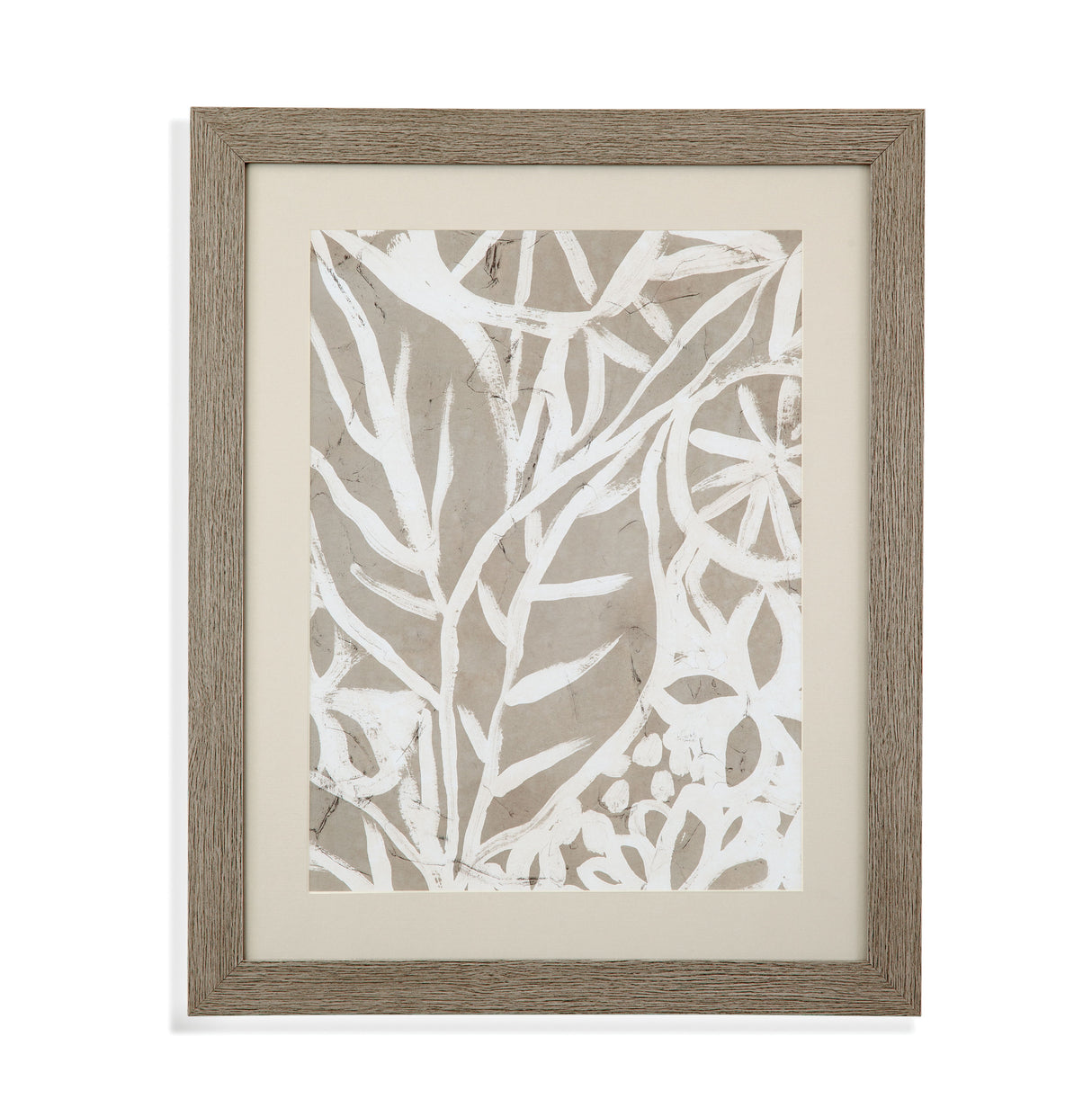 Mudcloth Foliage I - Framed Print - Light Brown