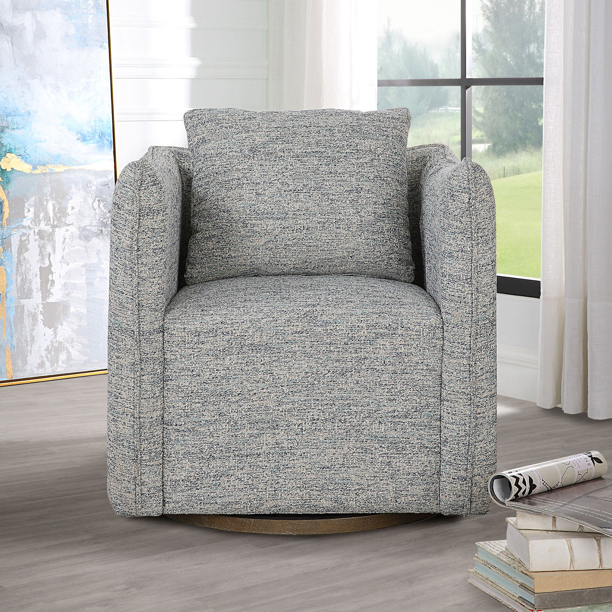 Corben - Swivel Chair - Pearl Silver