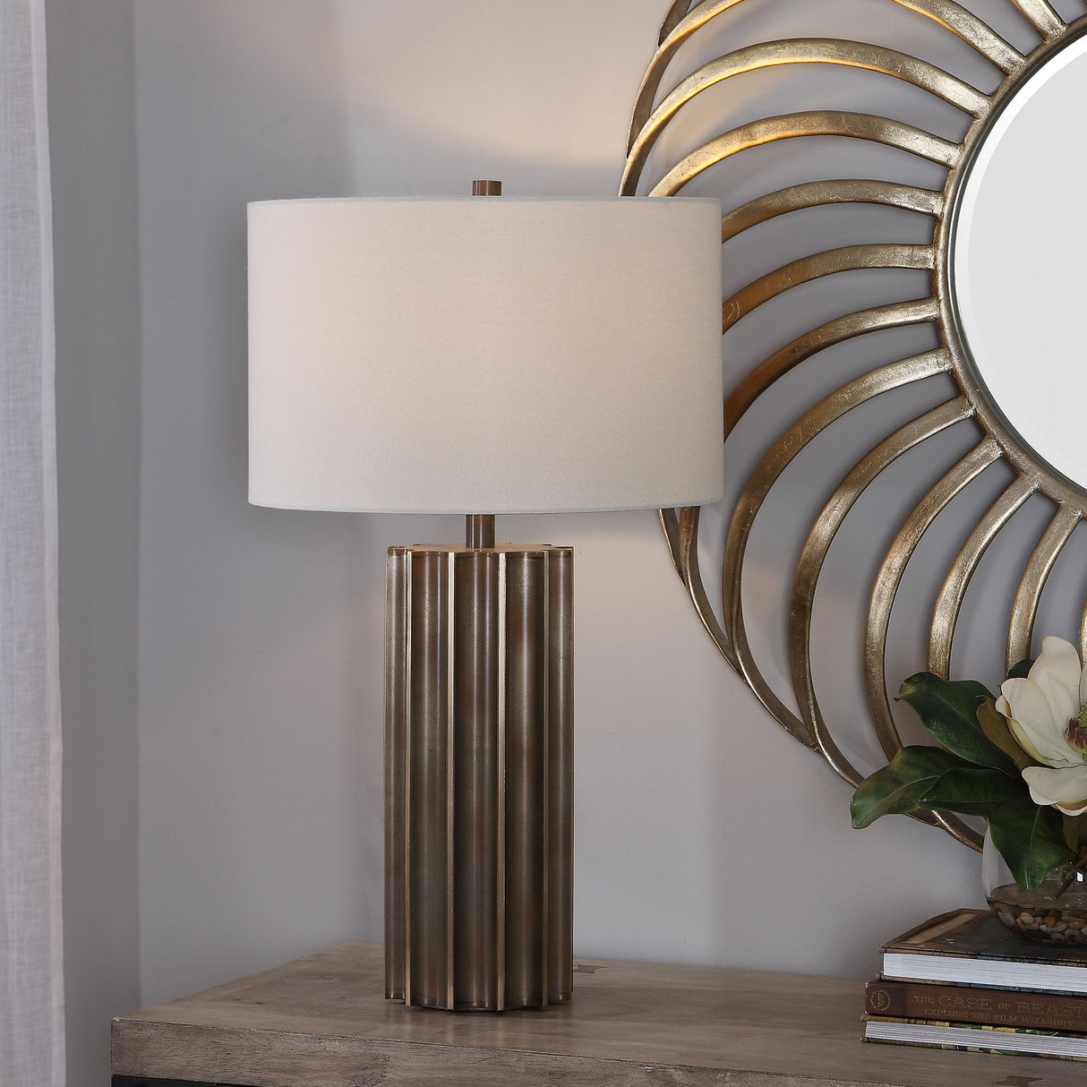 Khalio - Gun Metal Table Lamp - Brown, Dark