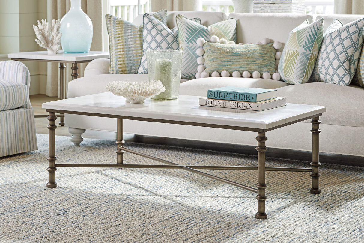 Ocean Breeze - Flagler Rectangular Marble Top Cocktail Table - White