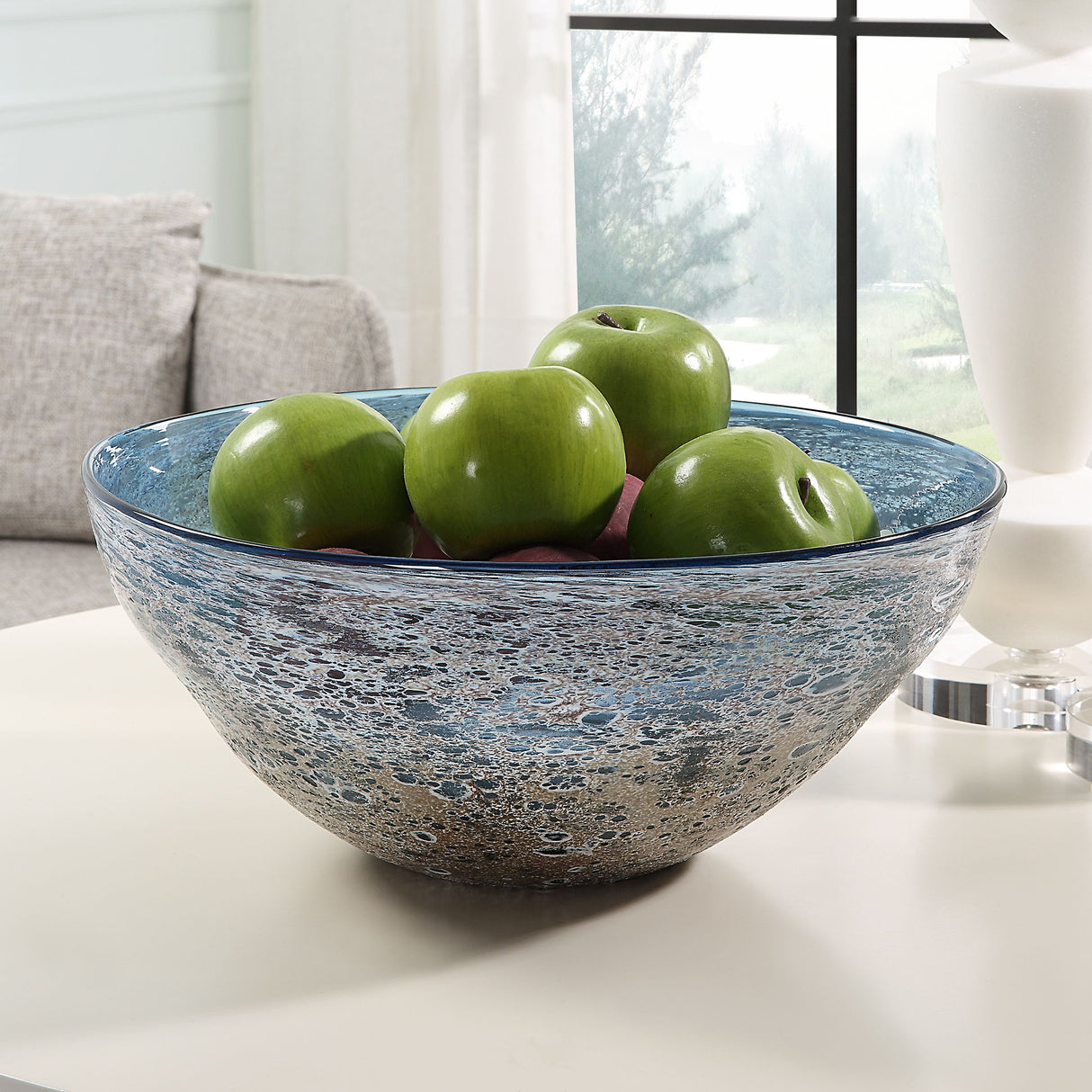 Genovesa - Aqua Glass Bowl - Blue