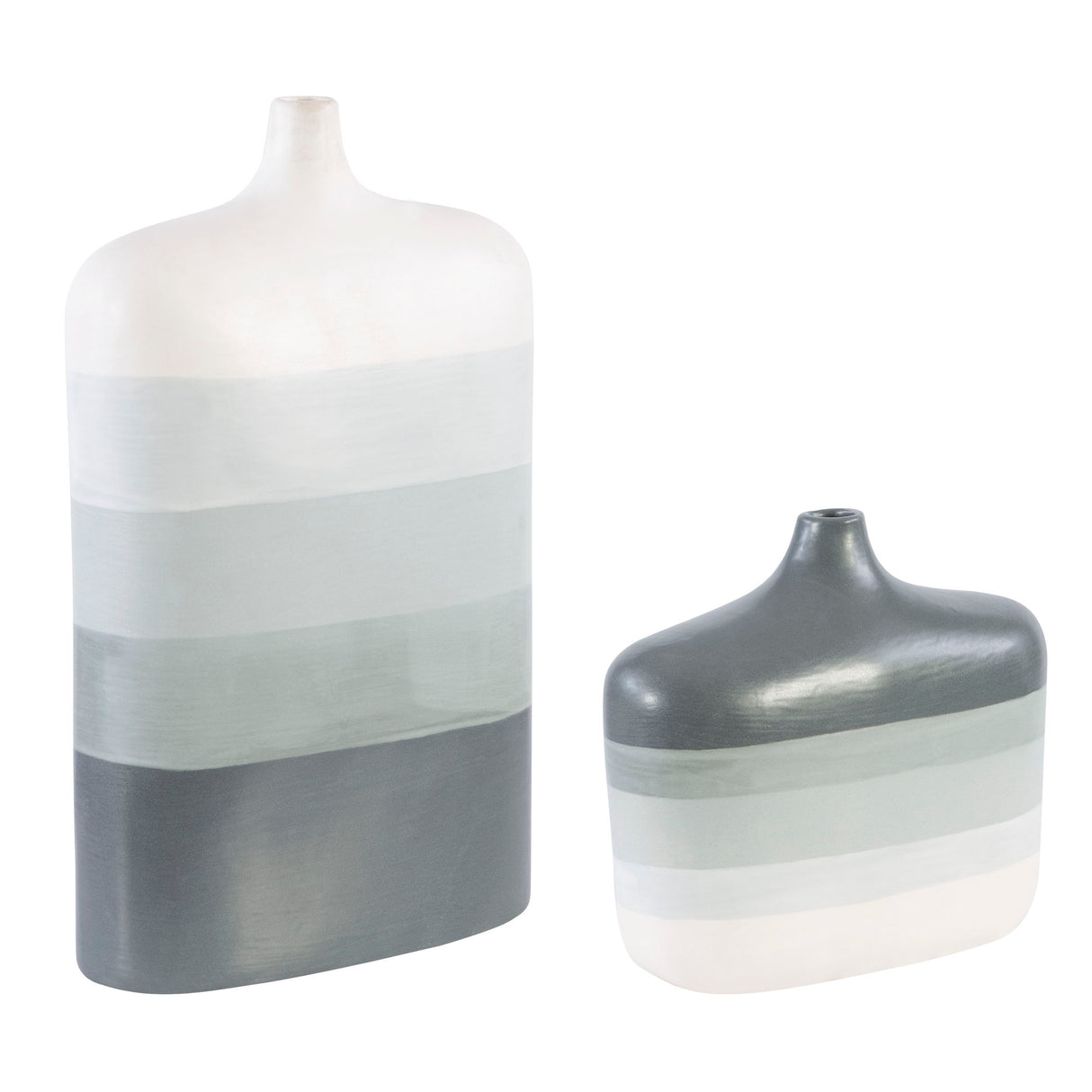 Guevara - Striped Vases, Set Of 2 - Gray