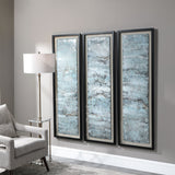 Ocean Swell - Painted Metal Art, Set Of 3 - Blue