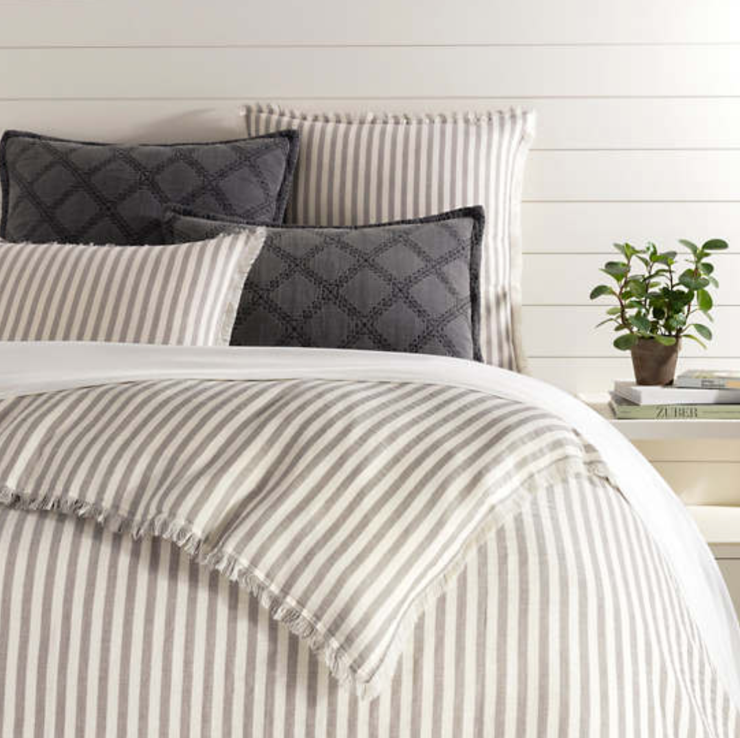 Palisades Stripe Duvet Cover - CHARCOAL, SLATE BLUE OR CAMEL
