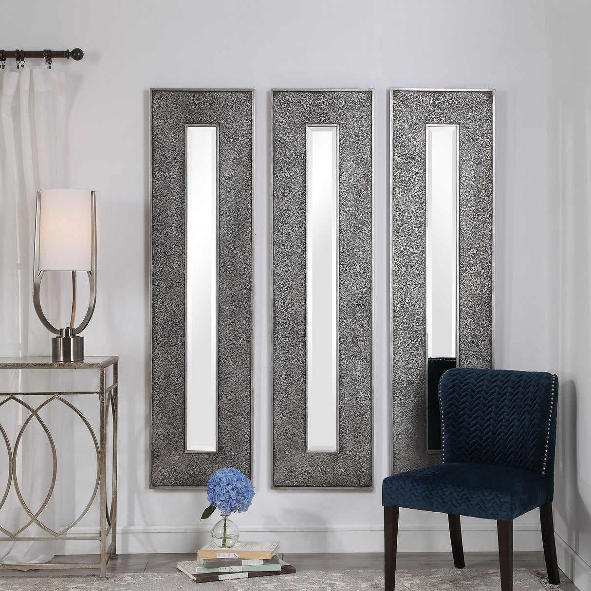 Bannon - Tall Metallic Mirror - Gray, Dark